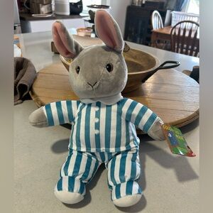 Goodnight Moon Blue and White Striped Bunny Plush
